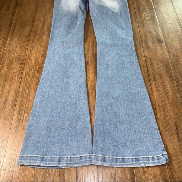 KanCan Light Blue Flare Jeans Distressed Button Fly Boho - Picture 10 of 12